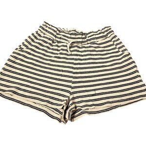 Striped High-Waisted Black & White Shorts Size L By Primark Cotton Blend Comfort